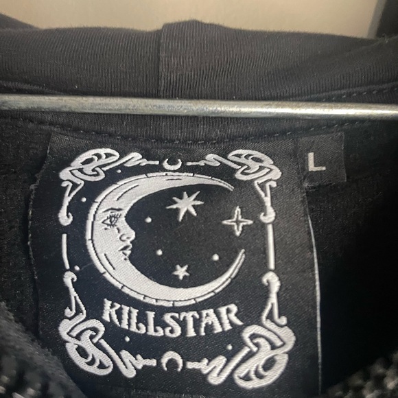Killstar ‘Fester’ Black Velour Unisex Oversized Hooded Sweatshirt Size L - Picture 4 of 6